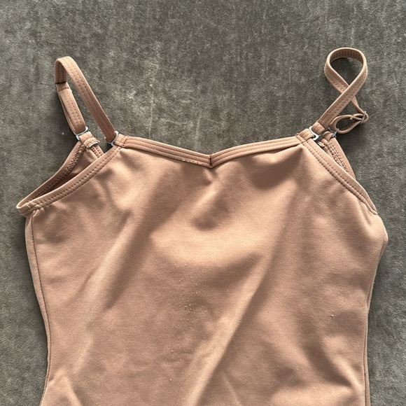 Capezio nude leotard. Adjustable straps. Full bottom. Color- dark nude. Size- LC - Picture 2 of 5